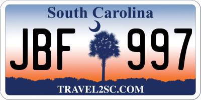 SC license plate JBF997