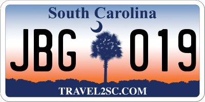 SC license plate JBG019