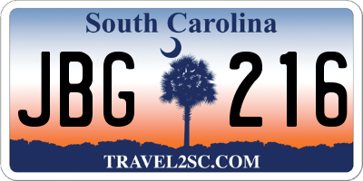 SC license plate JBG216