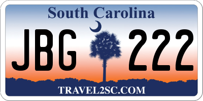SC license plate JBG222