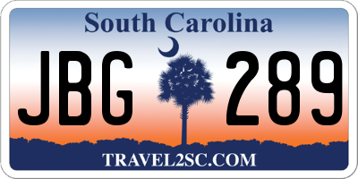 SC license plate JBG289