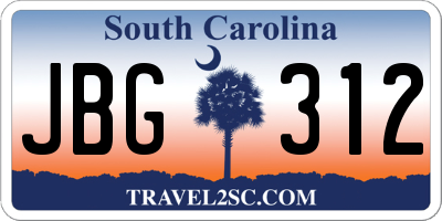 SC license plate JBG312