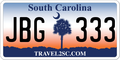 SC license plate JBG333