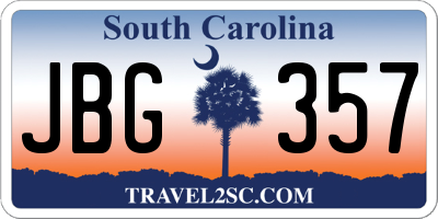 SC license plate JBG357