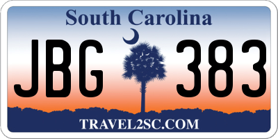 SC license plate JBG383