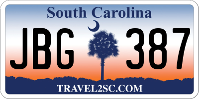SC license plate JBG387