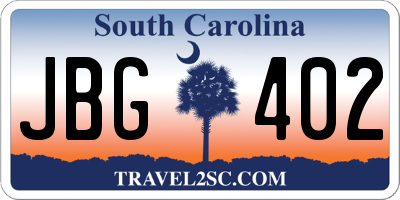 SC license plate JBG402