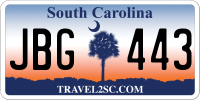 SC license plate JBG443