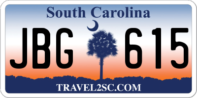 SC license plate JBG615