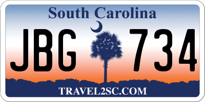 SC license plate JBG734