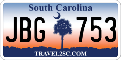 SC license plate JBG753