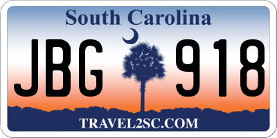 SC license plate JBG918