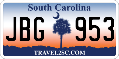 SC license plate JBG953