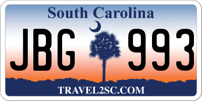SC license plate JBG993