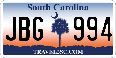 SC license plate JBG994