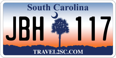 SC license plate JBH117