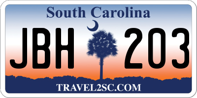 SC license plate JBH203