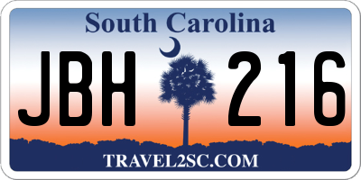 SC license plate JBH216
