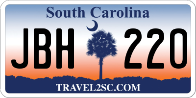 SC license plate JBH220