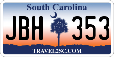 SC license plate JBH353