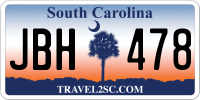 SC license plate JBH478