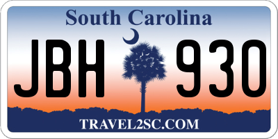 SC license plate JBH930