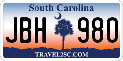 SC license plate JBH980