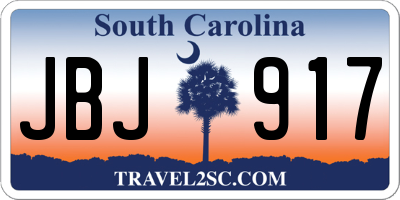 SC license plate JBJ917