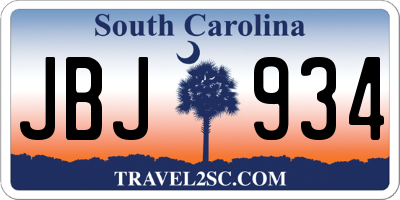 SC license plate JBJ934