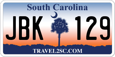 SC license plate JBK129