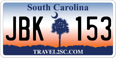 SC license plate JBK153