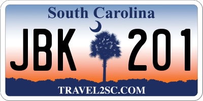 SC license plate JBK201