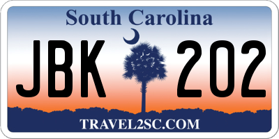 SC license plate JBK202
