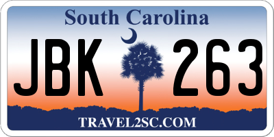 SC license plate JBK263
