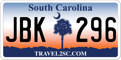 SC license plate JBK296