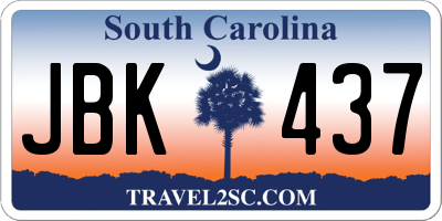 SC license plate JBK437