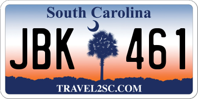 SC license plate JBK461