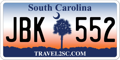 SC license plate JBK552