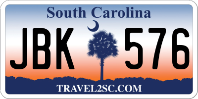 SC license plate JBK576
