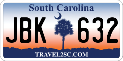 SC license plate JBK632