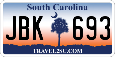 SC license plate JBK693