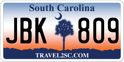 SC license plate JBK809