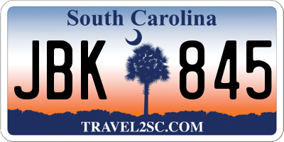 SC license plate JBK845