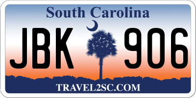 SC license plate JBK906