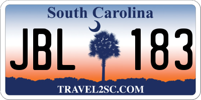 SC license plate JBL183