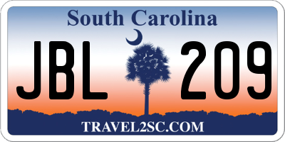 SC license plate JBL209