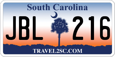 SC license plate JBL216
