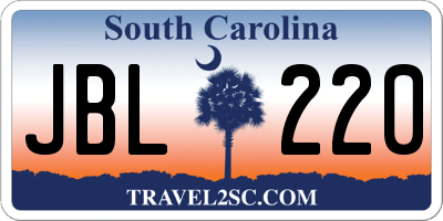 SC license plate JBL220