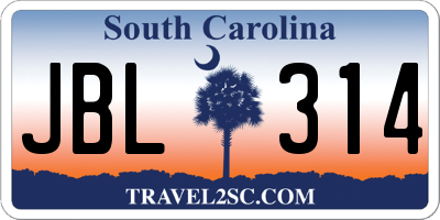 SC license plate JBL314