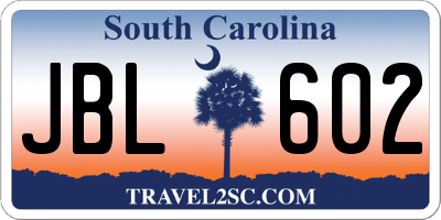 SC license plate JBL602